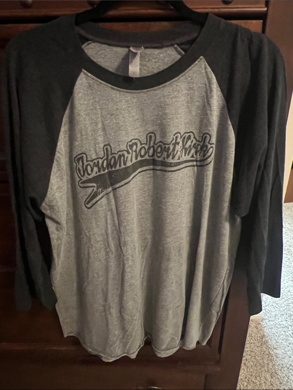 Next Level Apparel Gray and Black Raglan Long Sleeve Shirt